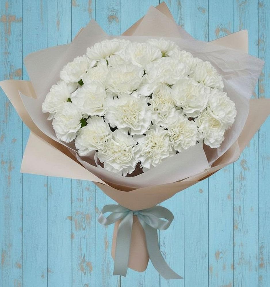 Букет Хрустальное утро в Москве Букет цветов из: Гвоздики в Москве