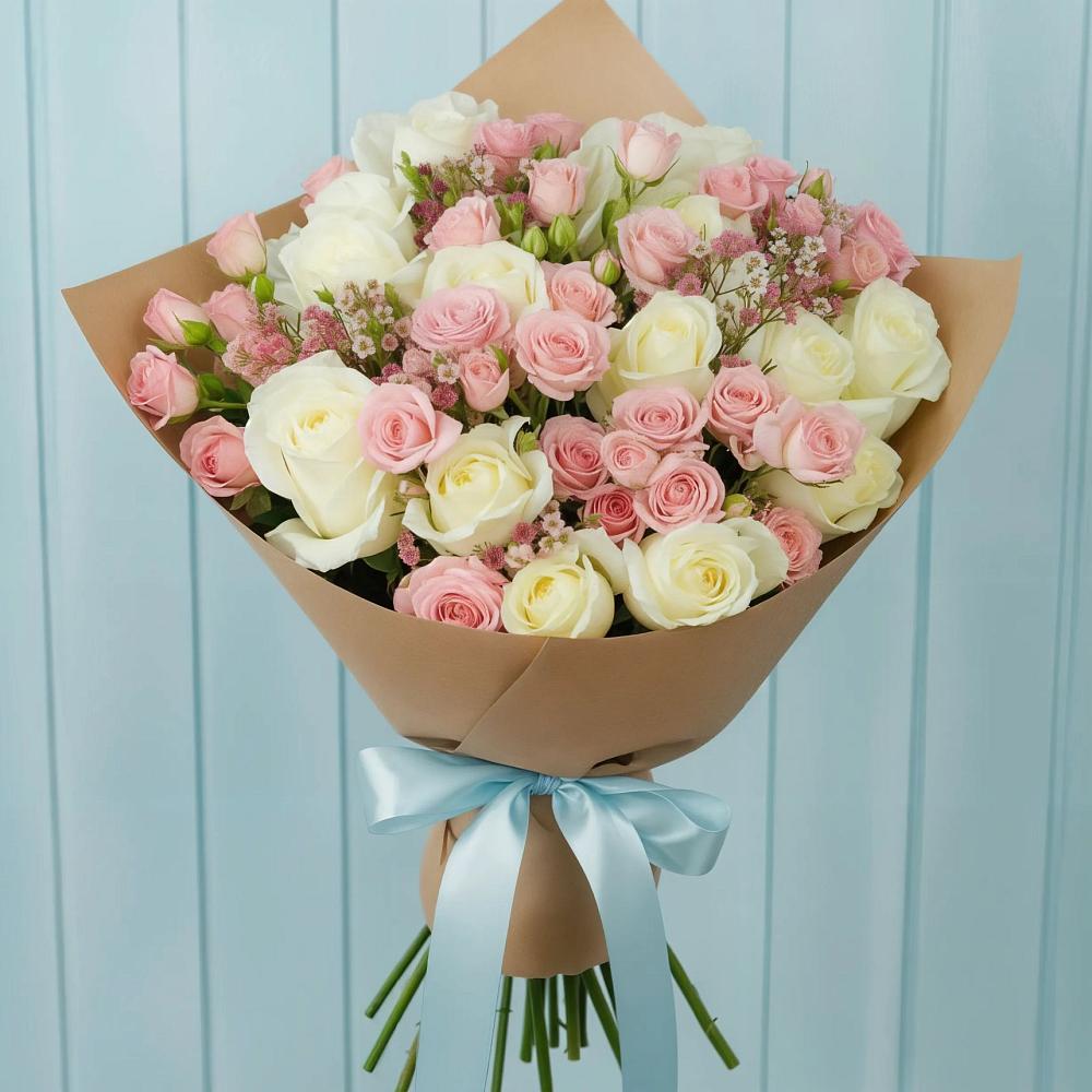 Букет романтичный подарок в Москве Букет цветов из: Розы в Москве