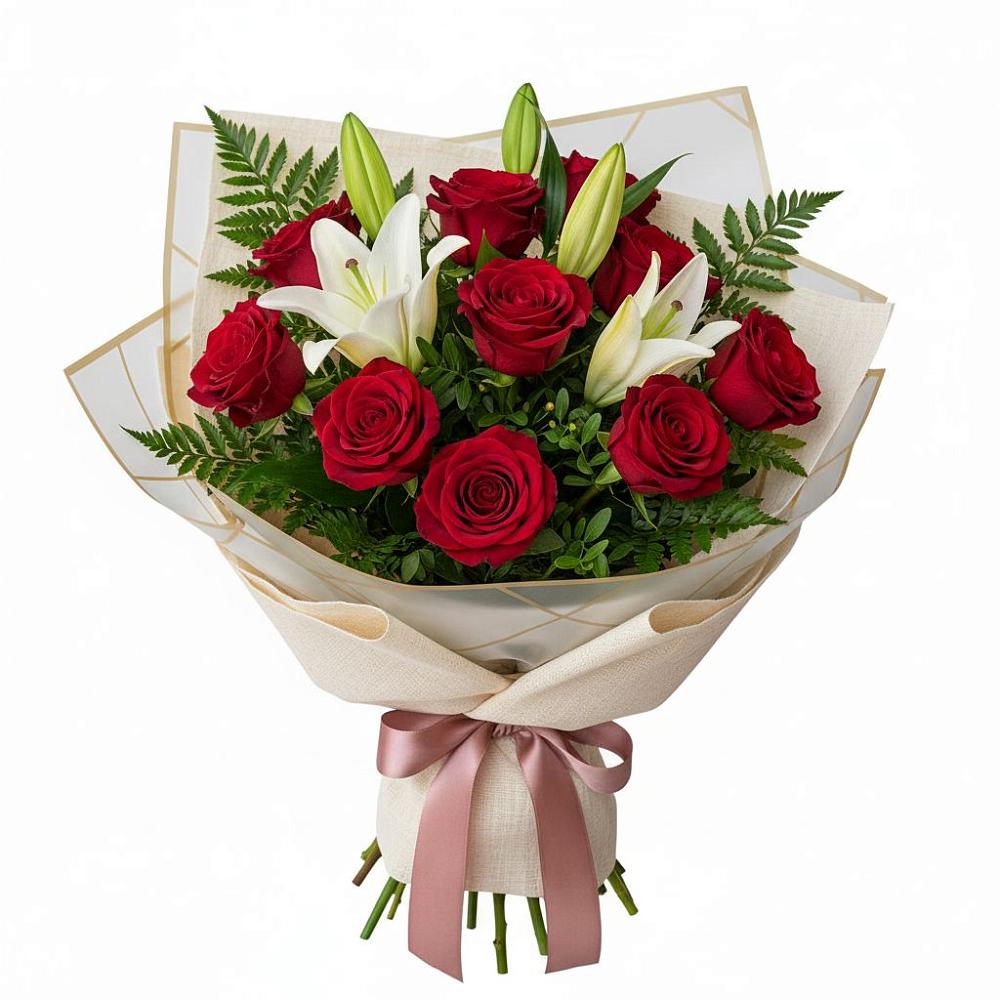 Букет цветов из: Лилии и Розы в Москве