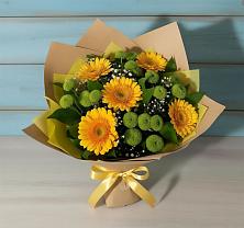Букет цветов из:  Герберы и Хризантемы в Москве