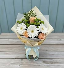 Букет герберы и розы #REPLACE_PRED# Москве Букет цветов из:  Герберы, Розы и Хризантемы #REPLACE_PRED# Москве