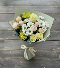 Букет цветов из:  Альстромерии, Розы и Хризантемы в Москве